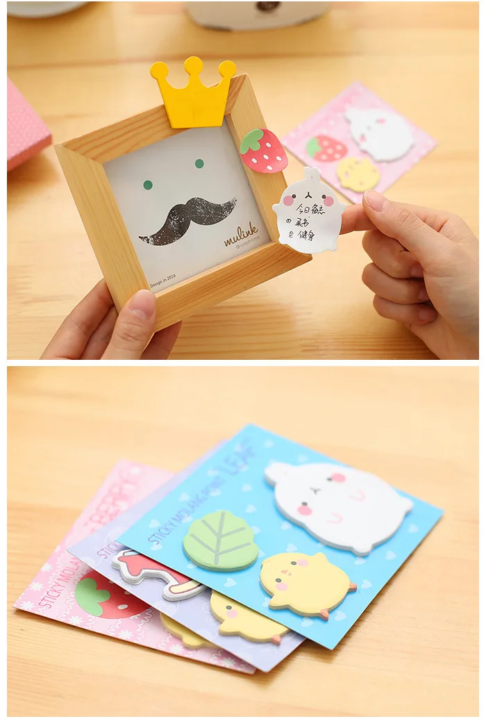 Милый кролик блокноты Kawaii Molang планировщик блокнот Sticky нетбук Закладка офисные Продукты 20 листов 4 шт