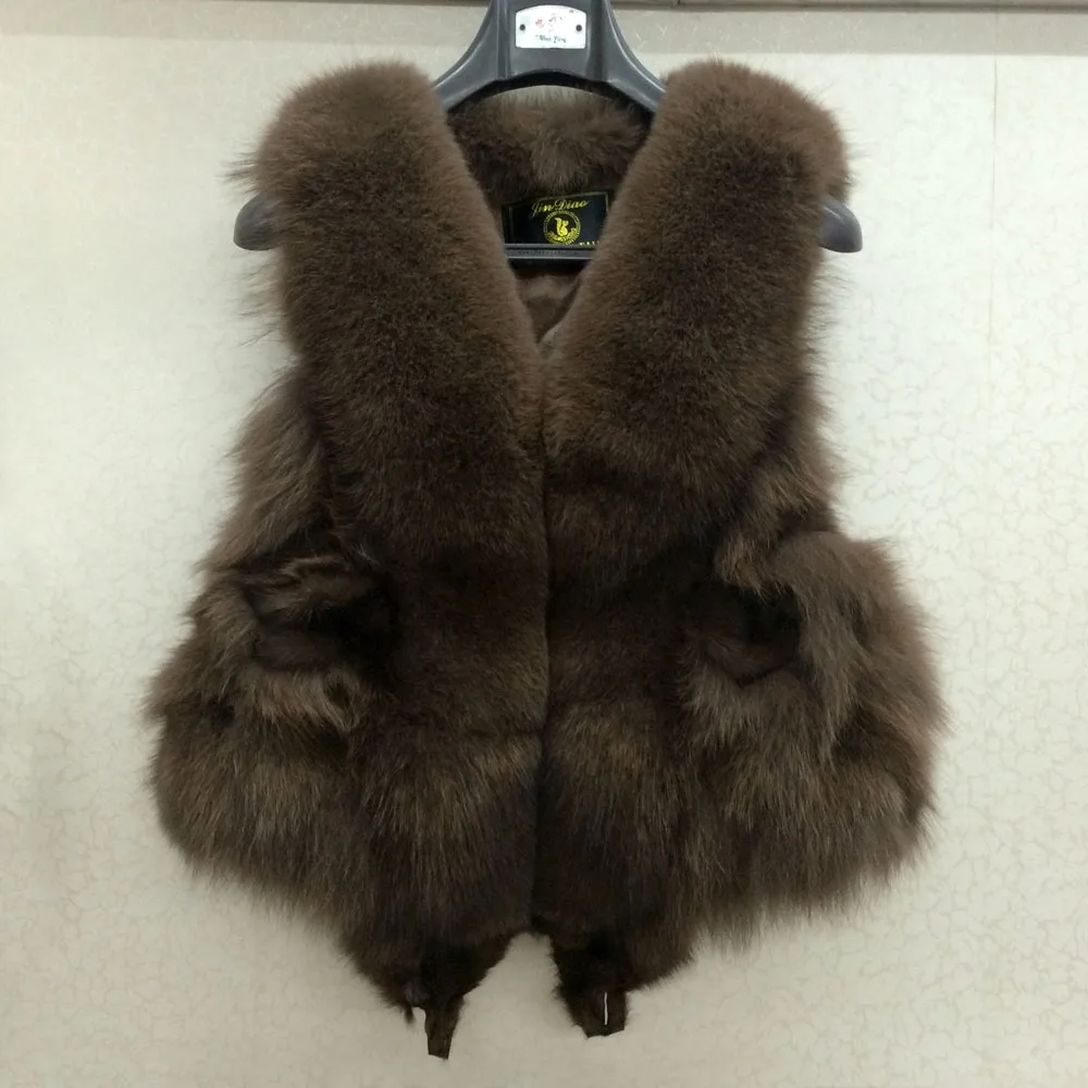 Зимний женский меховой жилет для детей с лисой головки верхняя одежда