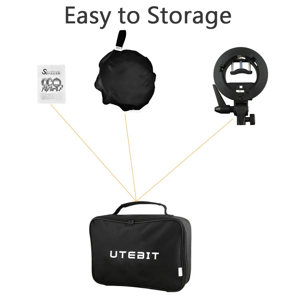 UTEBIT Softbox for Speedlight Flash S Type Bracket Bowens Mount Holder Speedlite Studio Lighting Photography Set Umbrell | Электроника