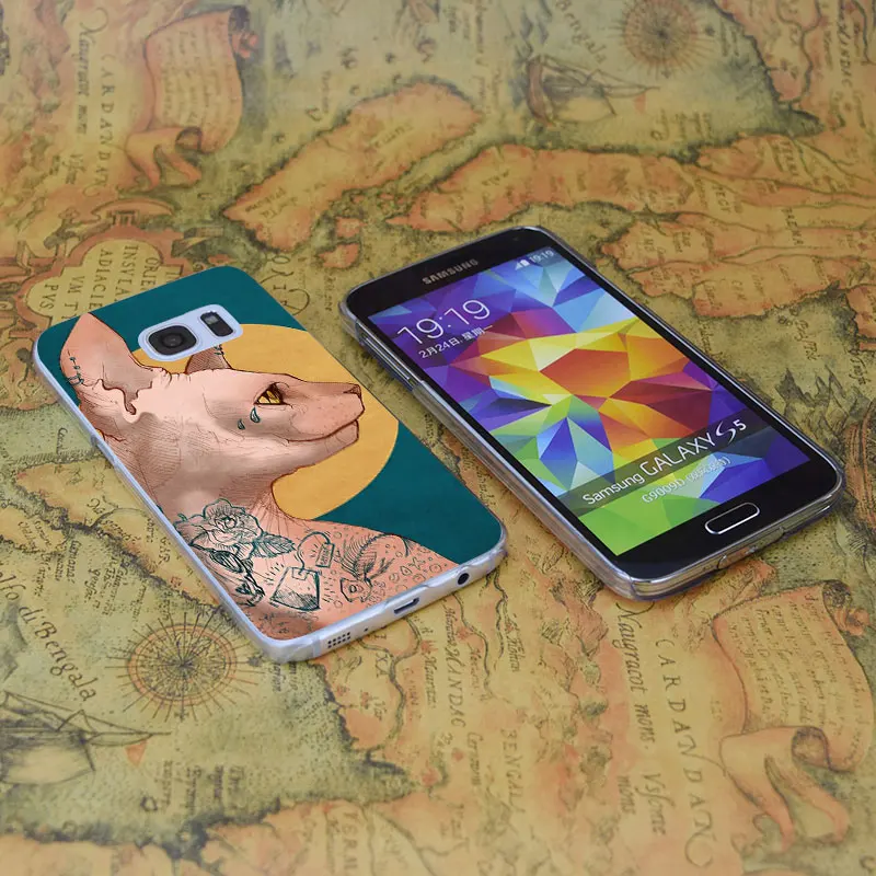 E1453 Татуировка Сфинкс Кошка прозрачный жесткий PC чехол для samsung Galaxy Note S 3 4 5 6 7 8 9 Mini