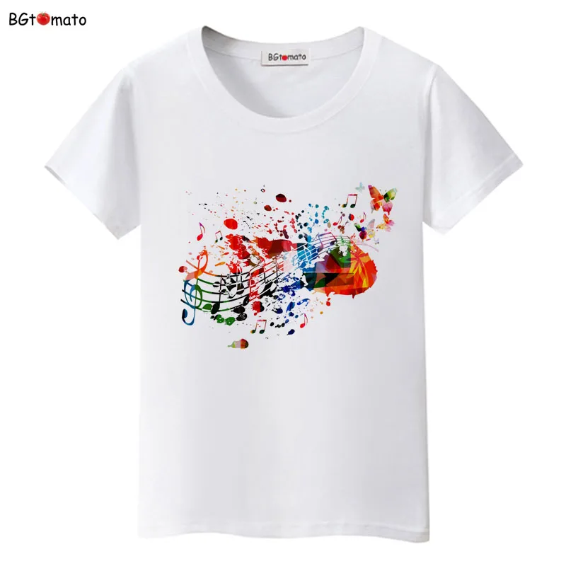 BGtomato Sing loudly microphone art t shirts Women fashion style colorful music shirt Brand comfortable casual tops tees | Женская