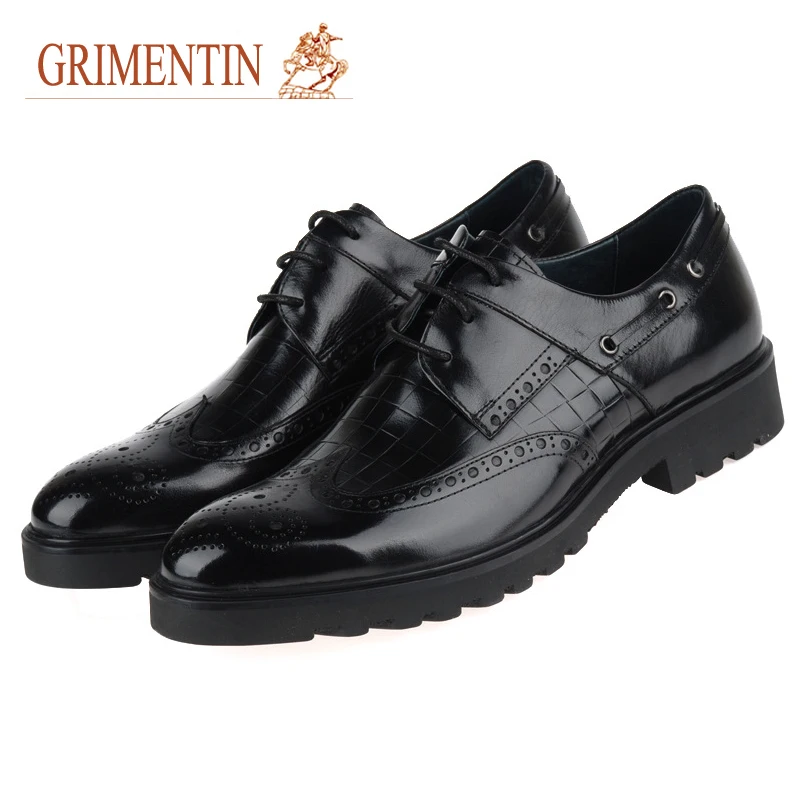 GRIMENTIN обувь мужчины роскошные кожаные формальные зашнуровать черный коричневый