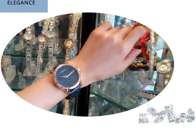 

Classic Blink Blink Night Sky MELISSA Jewelry Watch Fashion Women Dress Watches Quartz Leather Wristwatch Feminino Montre F12080