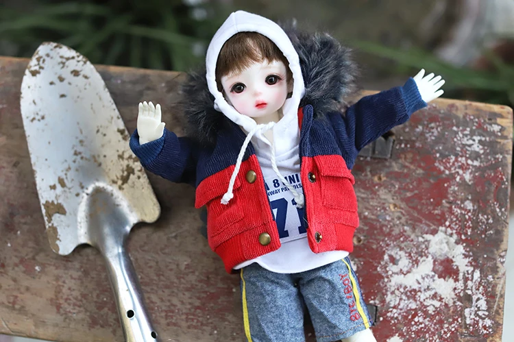 BJD кукла костюм для 1/4 1/6 yosd. MDD куртка с большим меховым воротником теплое лоскутное карманное пальто кукольные аксессуары