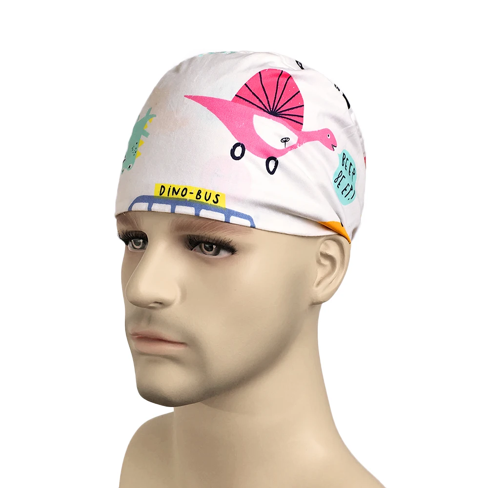 Новая мультяшная печать Tieback Scrub головные уборы хирургическая шапка s Pet больница аптека хлопок эластичная Рабочая шляпа регулируемая крышка медсестры