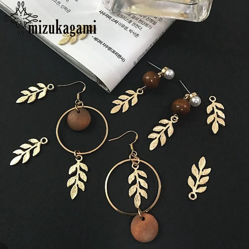 Сплав цинка золотые мини листья Подвески 10 шт./лот для DIY модные висячие серьги