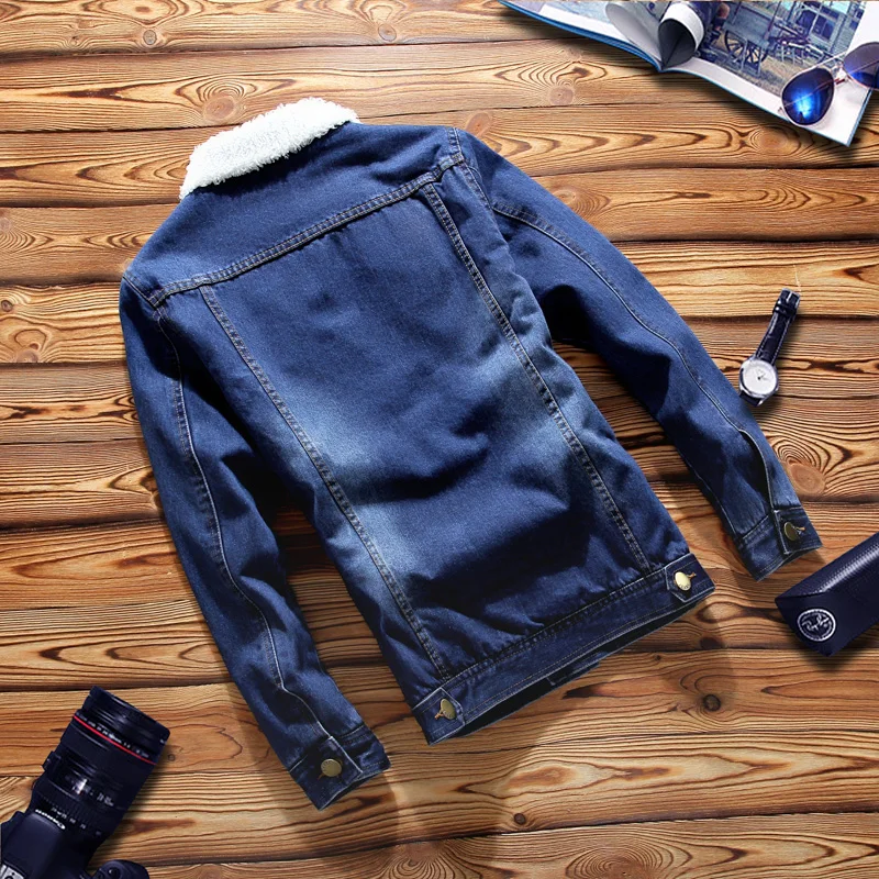 Джинсовая куртка Kenntrice Мужская джинсовая на осень и зиму 2017 Мужское пальто из