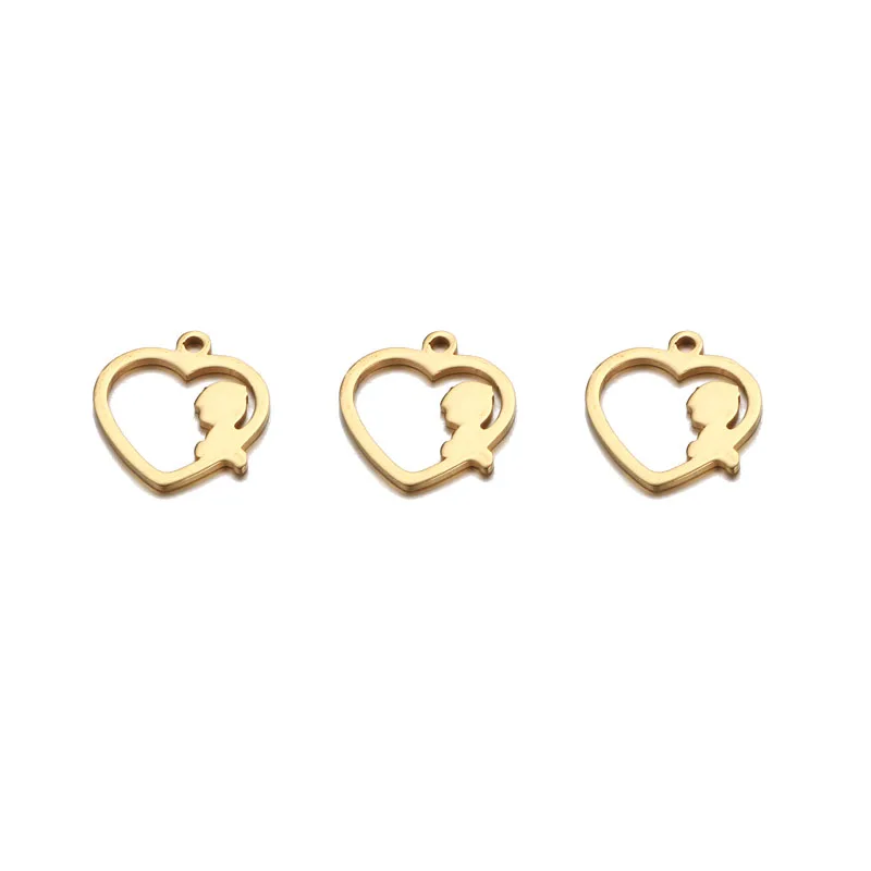 Gold Boys KDY073 10 шт. милые маленькие шармы из нержавеющей стали в форме листа звезды, круглые подвески в виде сердца для изготовления ювелирных изделий, круглые шармы, подвески, аксессуары - Окраска металла: Gold Boys KDY073