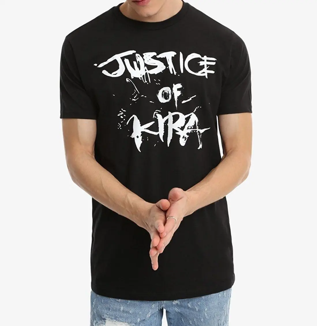 

100% Cotton Print Mens Summer Death Note Justice of Kira Anime Japan Netflix T-Shirt Mens Tee Licensed Tee Shirt
