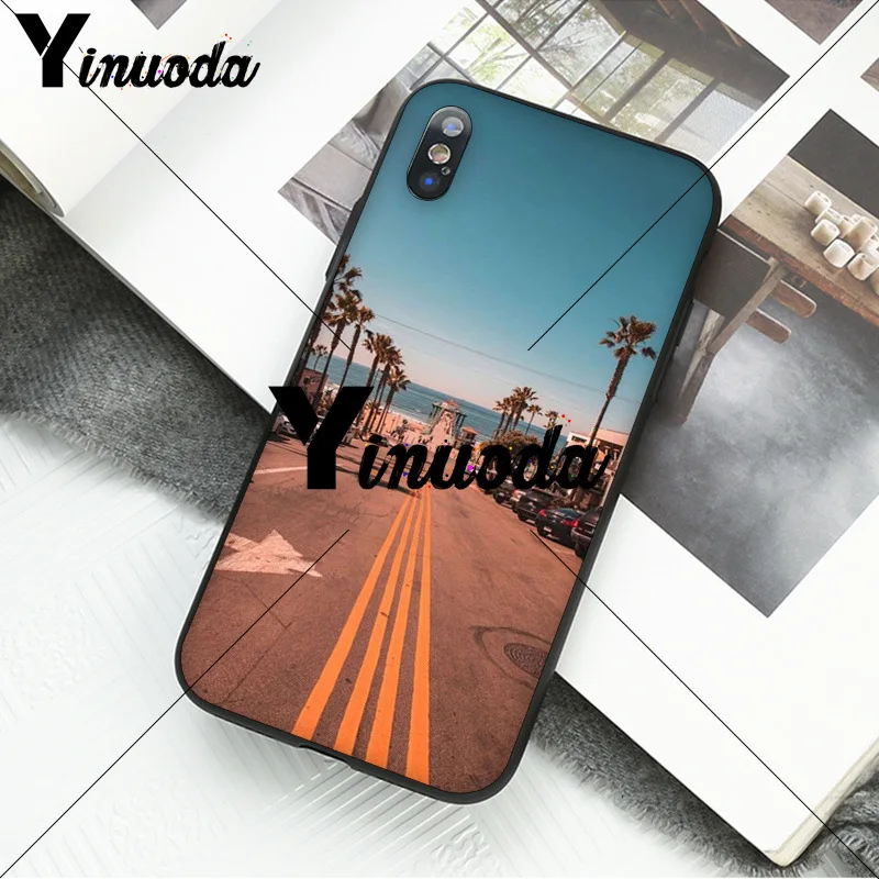 Yinuoda california trees Beach Surf Travel черный резиновый чехол для телефона Apple iPhone 8 7 6 6S Plus X XS MAX 5