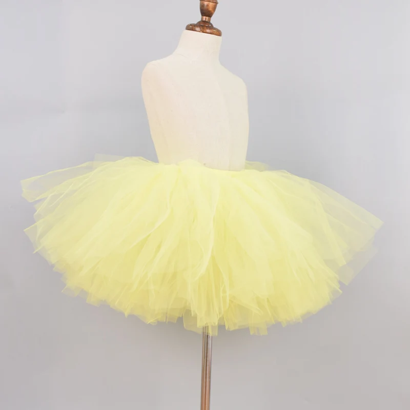 Светло желтая однотонная пышная фатиновая юбка пачка для девочек детский