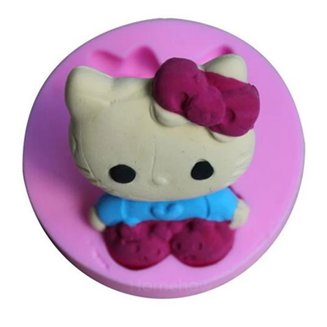 1 шт./лот 3D Hello Kitty Силиконовый формы для торта Dia 7 см* T 1,7 см Детские серии мыло для конфет и печенья торт Силиконовая формочка для выпечки Инструменты