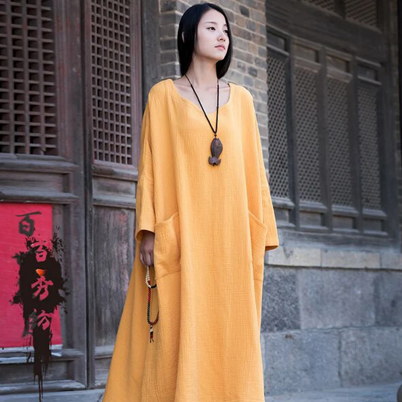 2016 летнее платье женское однотонное льняное с расширенной подошвой большие