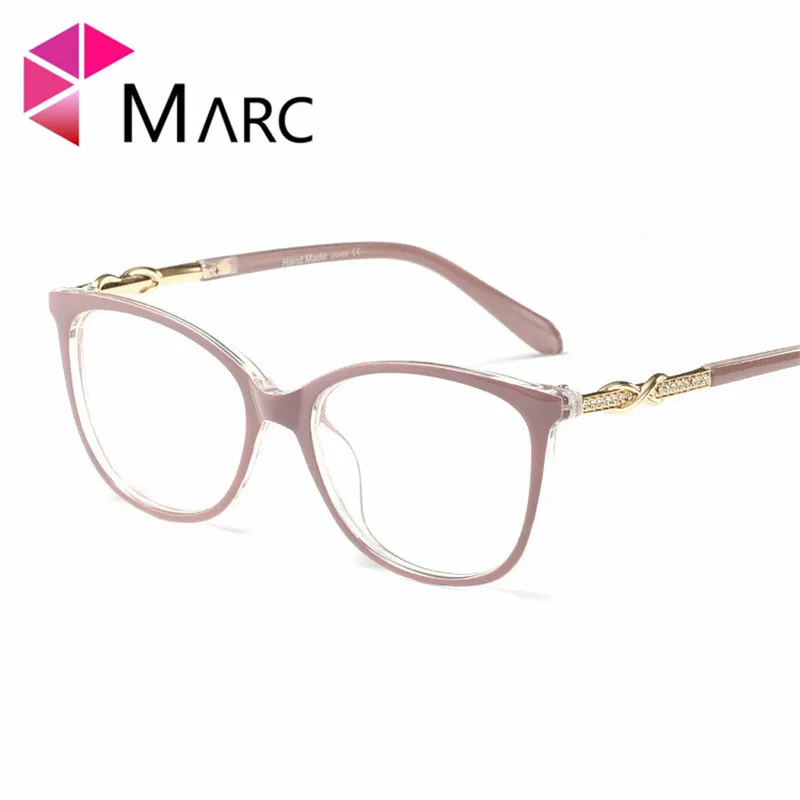 Марка оправа очки Мода очки женские прозрачные линзы кошачий глаз Металл Krystal твердые смолы Oculos пластиковая оправа женский 1