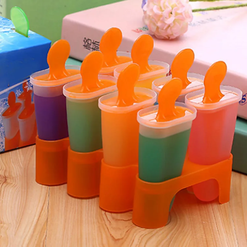 

Homemade DIY Ice Cream Mold 4 6 8 Cells Ice Cube Molds Summer Popsicle Maker Platsic Kitchen Tools Randomly Color Lolly Mould