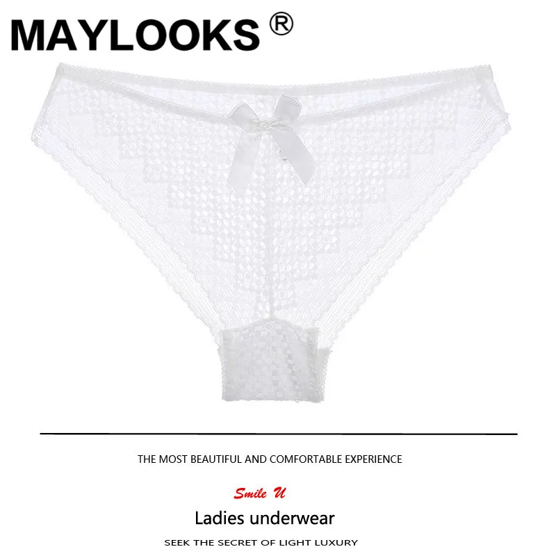 Maylooks кружевные трусики женские и прозрачные полые сетки талии трусы P56 |