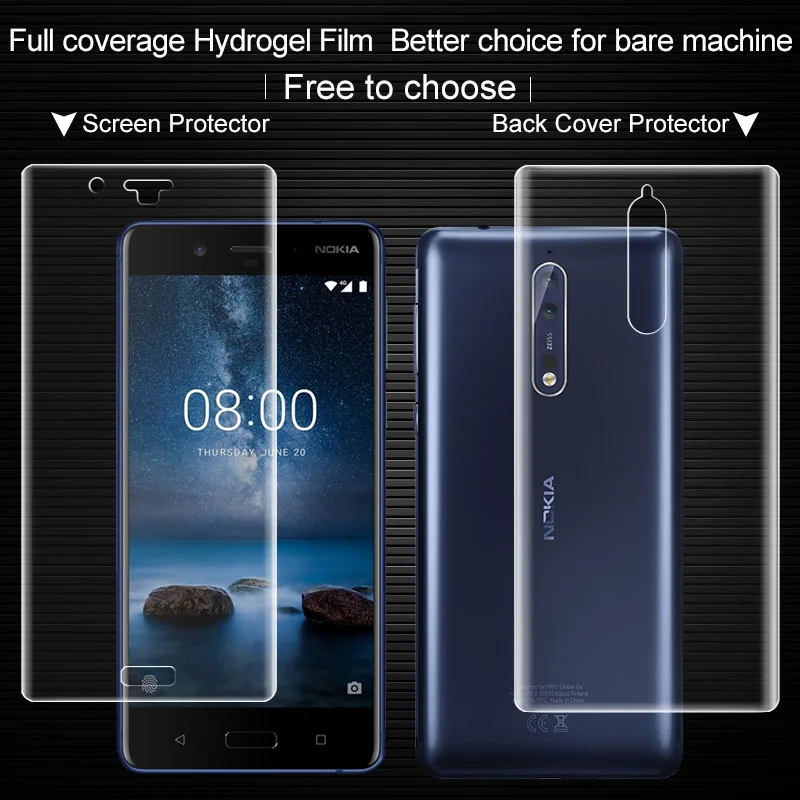 Полное покрытие для Nokia 8 защитная пленка экрана наклейка на заднюю панель Imak