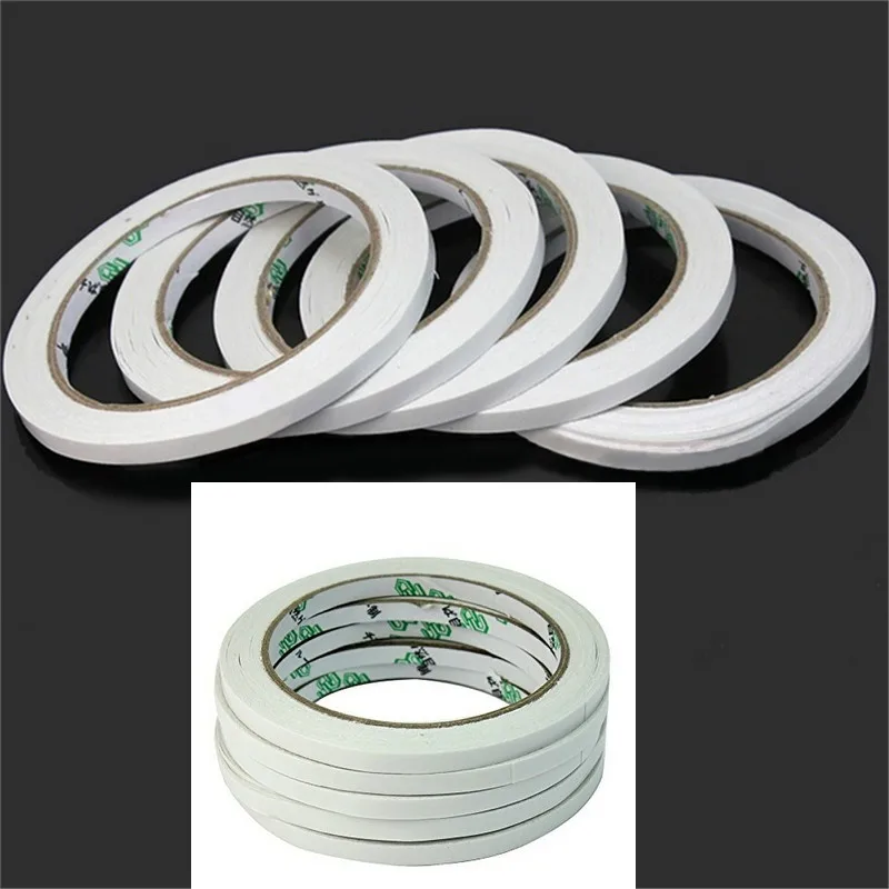 One Or 10 Rolls 6mm*18m White Double Sided Adhesive Tape Sticker Gel Adhesive Double Sided Tape Office School Supplies