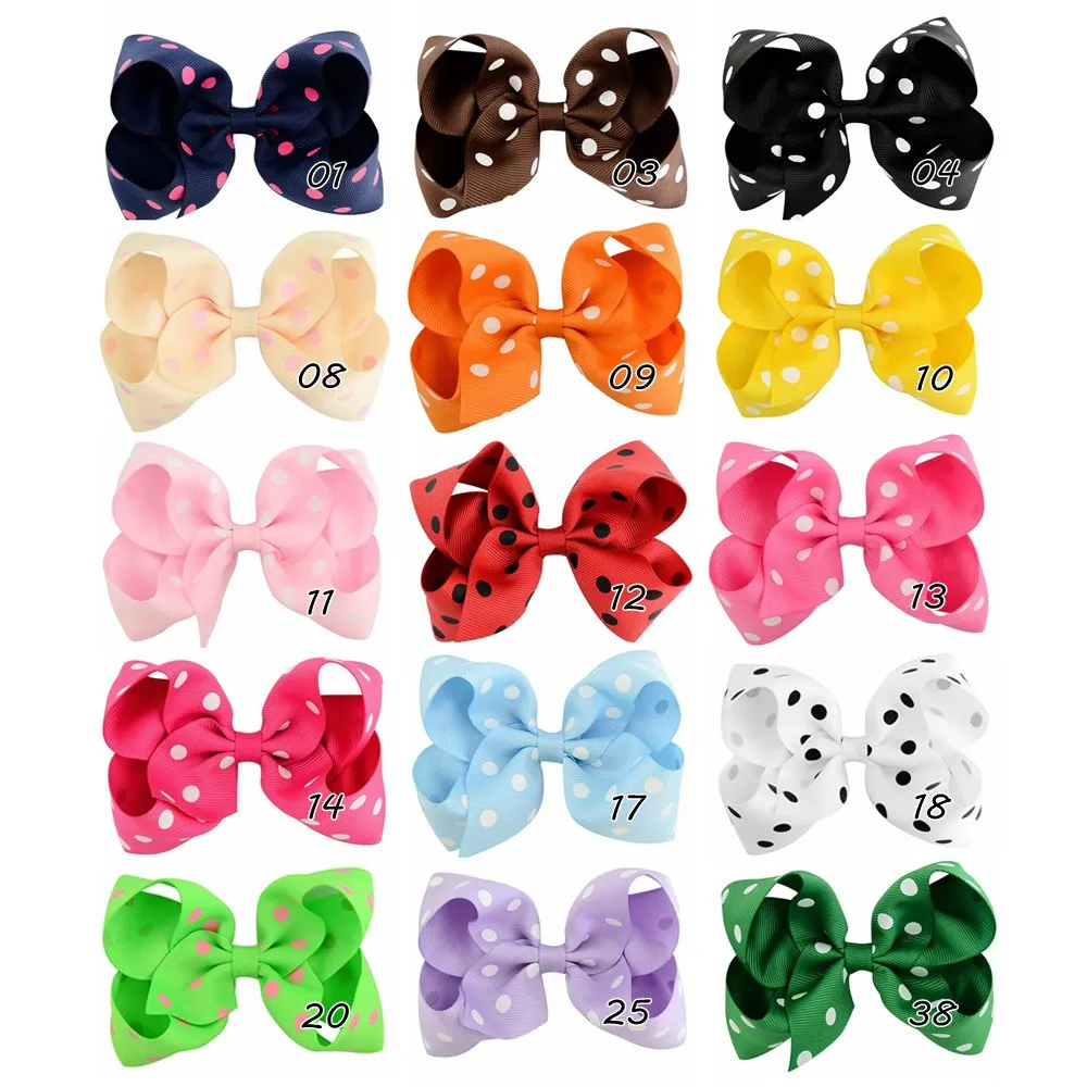 1 шт. 4 5 дюймов в горошек лента Grosgrain Hairbows Детские аксессуары для волос с зажимом