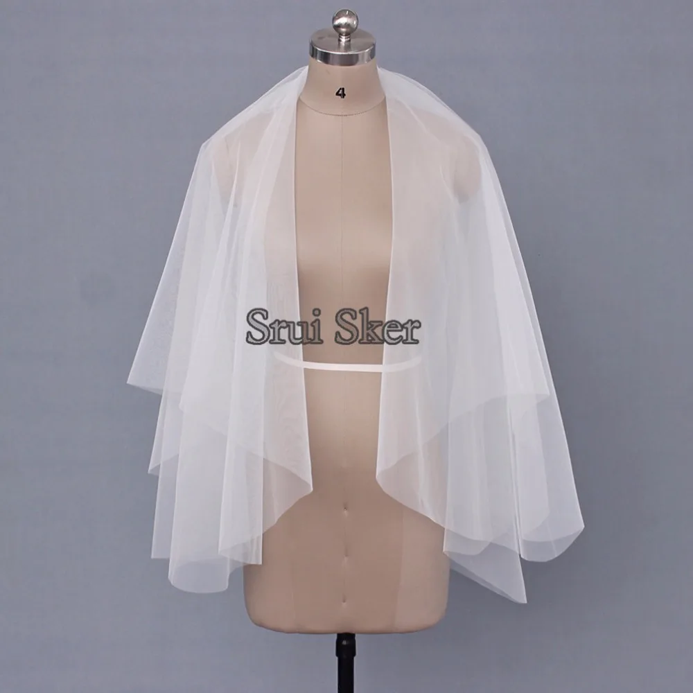 Элегантная короткая двухслойная Фата для свадебвечерние вечеринки белая