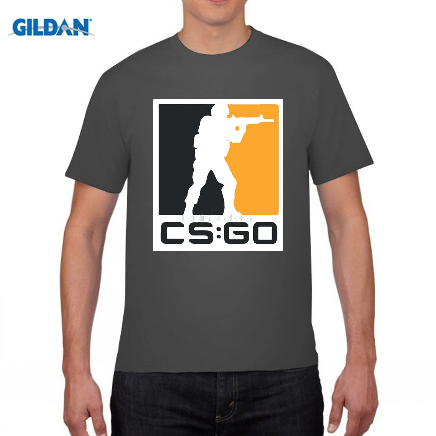 GILDAN футболка с круглым воротником из чистого хлопка CSGO модная XXXL черная коротким