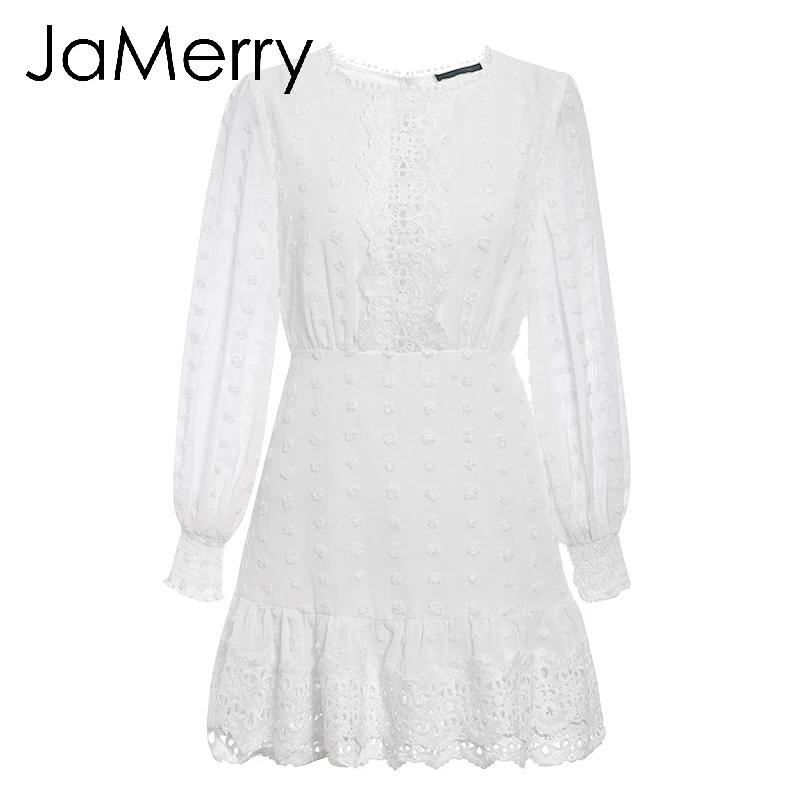 Винтажное Сексуальное Белое Кружевное короткое платье JaMerry женское длинное