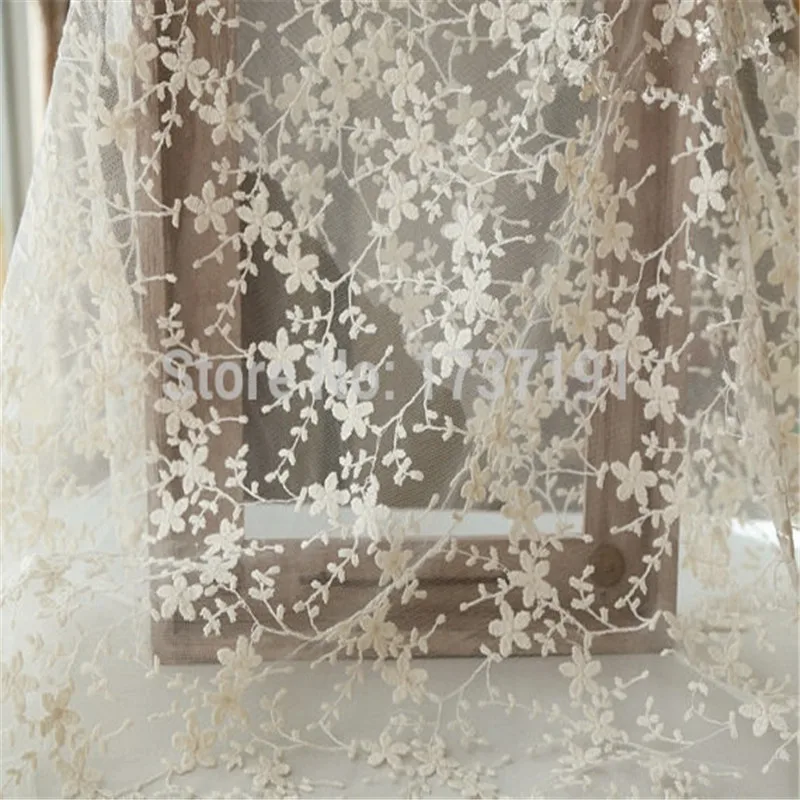 

Кружевная ткань цвета слоновой кости в стиле ретро, цветочный из хлопчатобумажной ткани, кружевная ткань, кружевная мягкая ткань для свадеб...