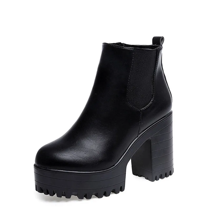 Модные женские сапоги botas mujer на квадратном каблуке и платформе zapatos высокие