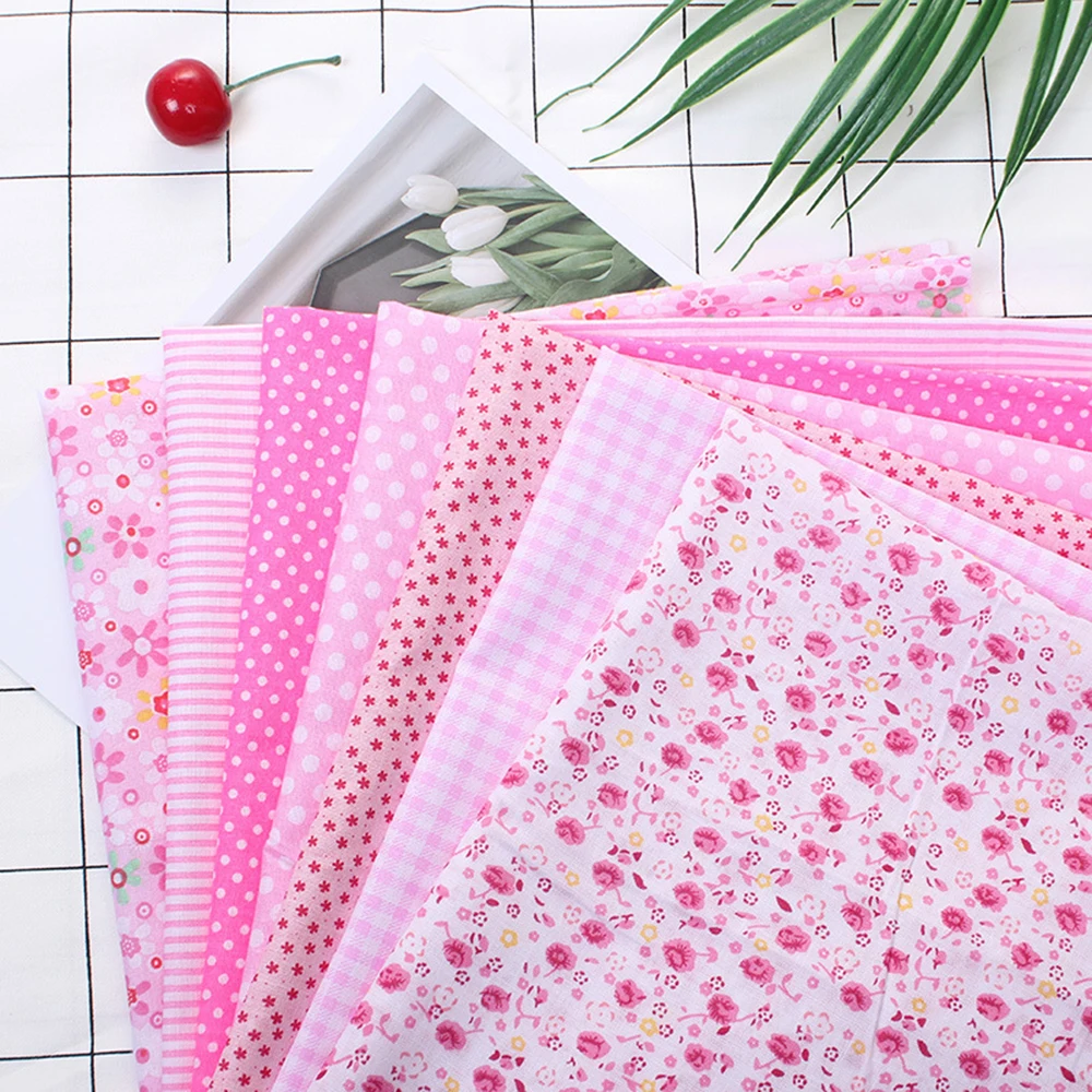 7PCs pink 50x50cm 7 шт., 50X50 см, хлопковая ткань, квадраты, набор лоскутов, предварительно вырезанное одеяло, квадраты для поделок, ручная работа, Лоскутная Ткань, сумка, рукоделие, лоскуты - Цвет: 7PCs pink 50x50cm
