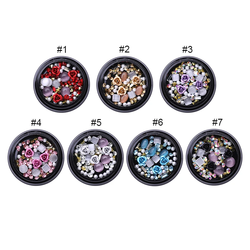 Metal Rose Round Opals Crystal Gemstone Beads Rhinestones Nail Decorations DIY 3D Art Decoration | Красота и здоровье