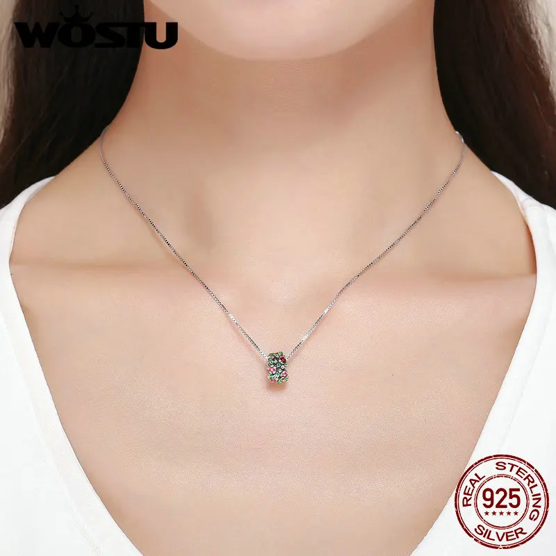 WOSTU, дизайн, 925 пробы, серебряные, красочные цветы, стена, шарм, подходит для бусин, браслет, модный, сделай сам, ювелирное изделие, подарок, FIC648
