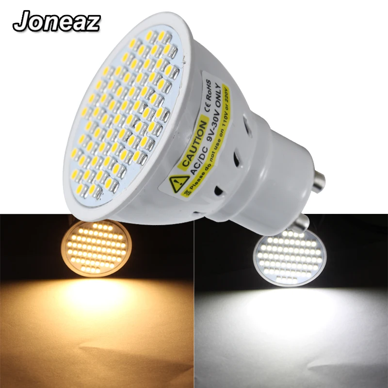 Joneaz 10X ampoule led gu 10 точечных светильников ac dc 12v 24v super 3W 420Lm лампочка лампа 3528 60