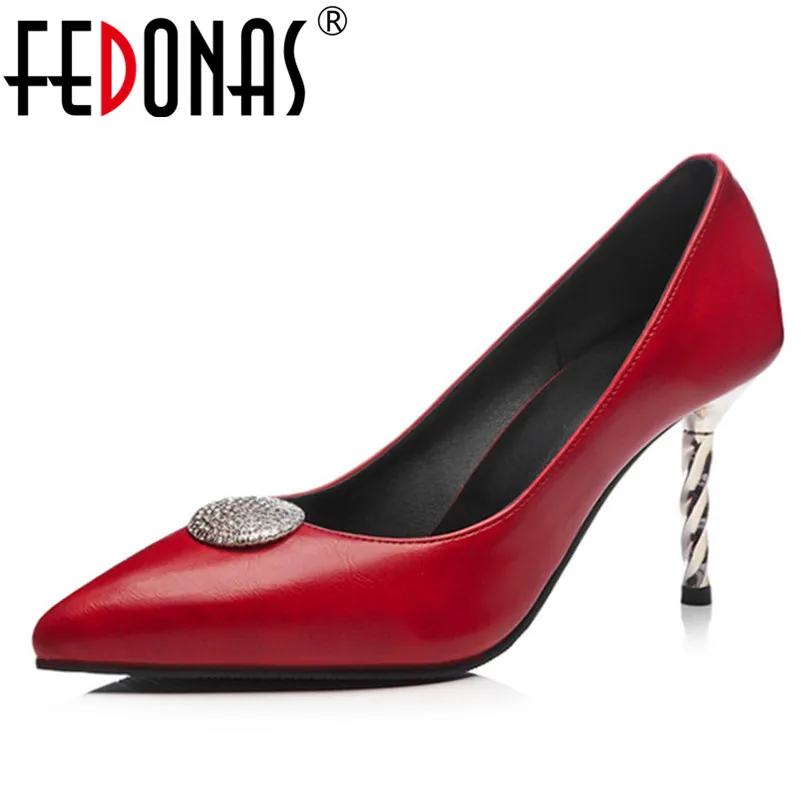 Женские туфли-лодочки FEDONAS классические туфли на тонком каблуке для офиса и