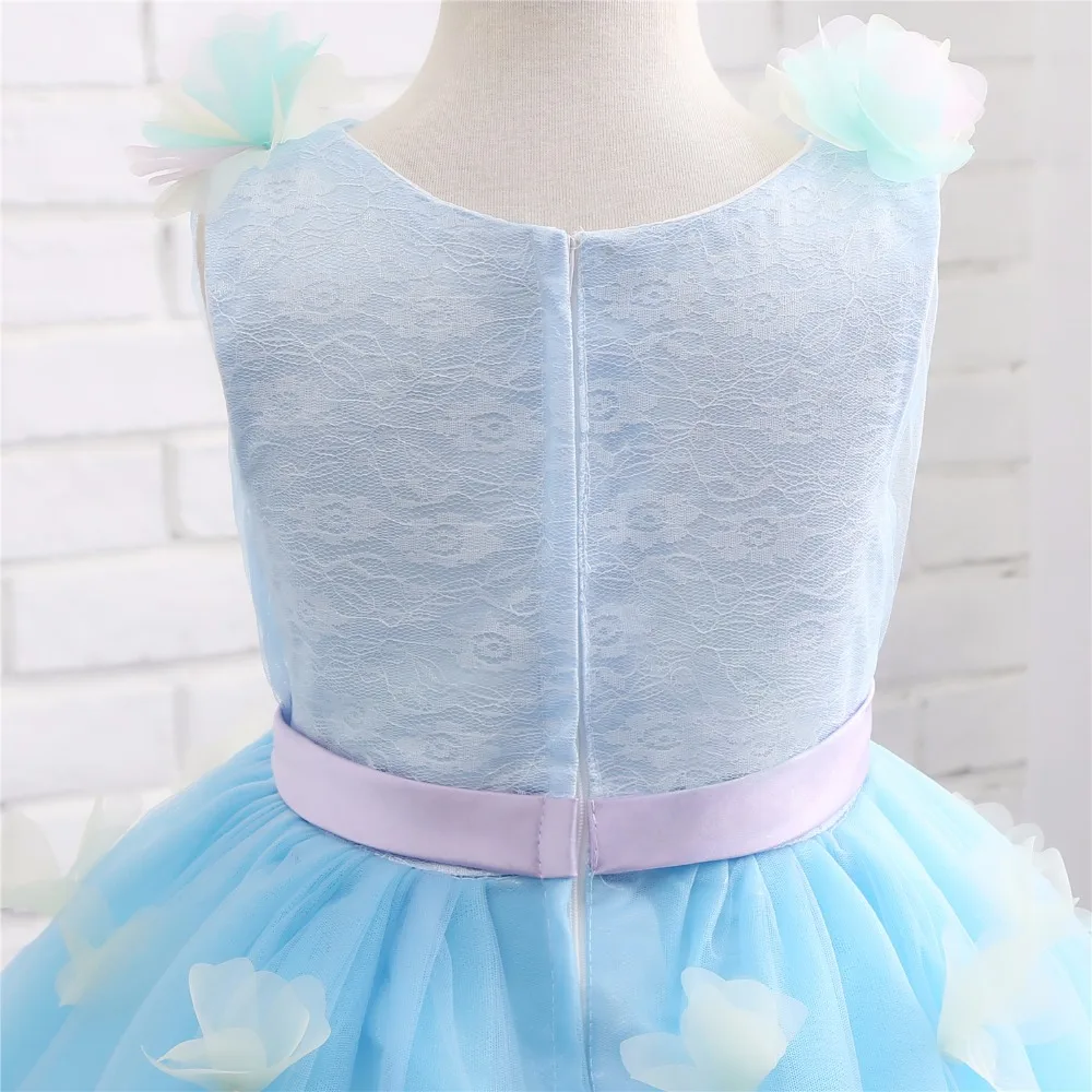 Недорогие платья для девочек с голубыми цветами 2021 соблазнительное детское