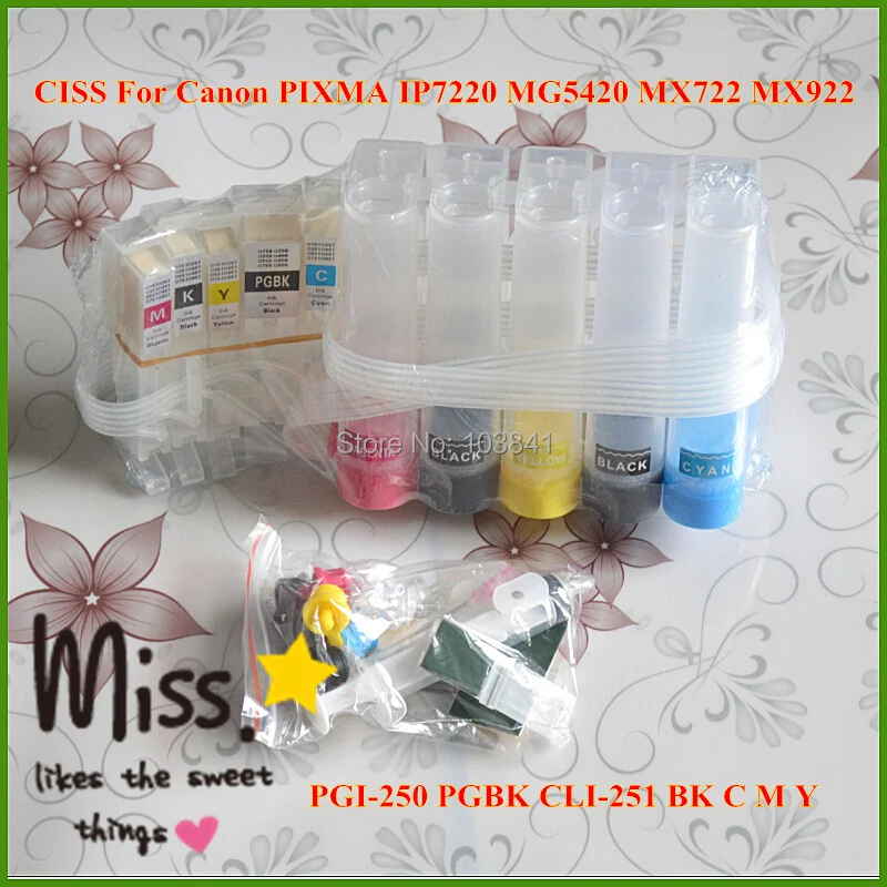 Система непрерывной подачи чернил PGI-250 для Canon PIXMA IP7220 MG5420 MX722 MX922 струйный принтер