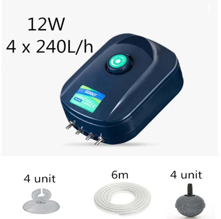 SB-988 A SET 8 Вт 12 Вт большой емкости кислородный насос, аэратор для аквариума, аэратор для рыб, небольшой надувной насос, тихий генератор кислорода - Цвет: SB-988 A SET