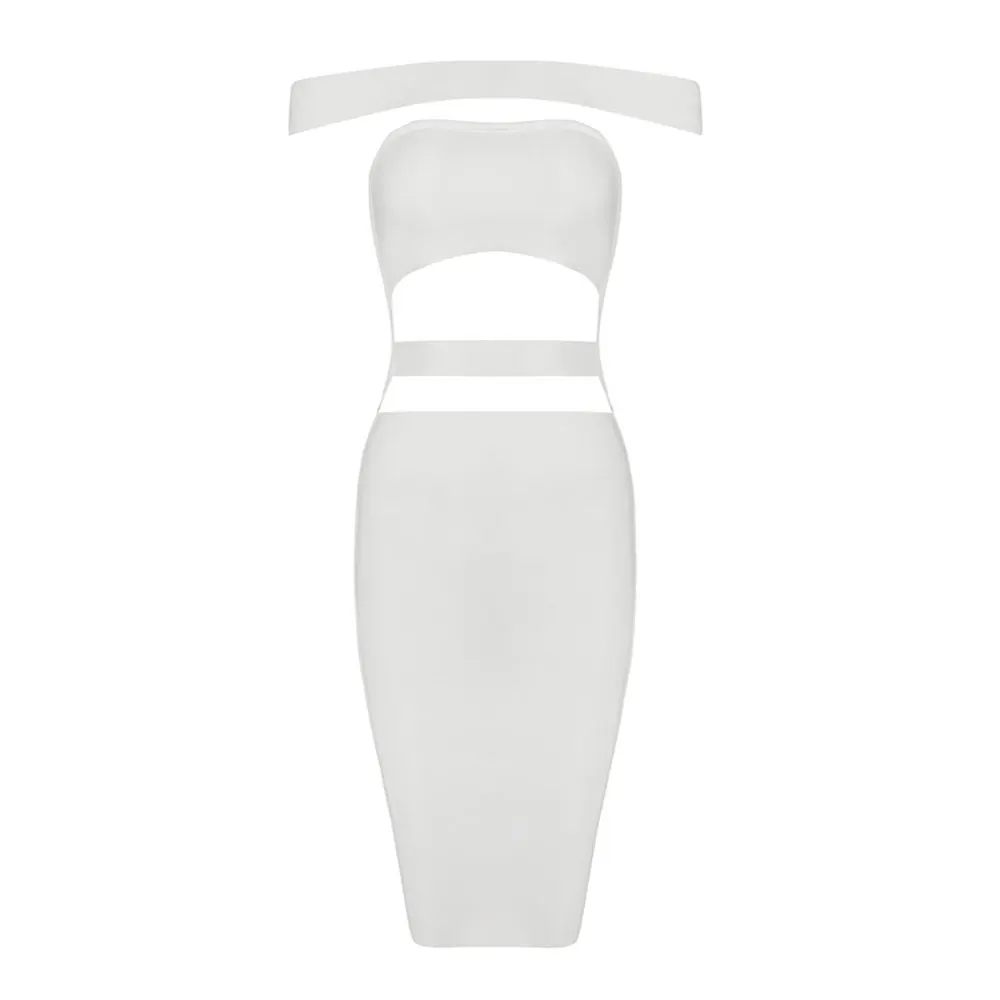 2020 белое вискозное трикотажное эластичное облегающее платье с вырезами и
