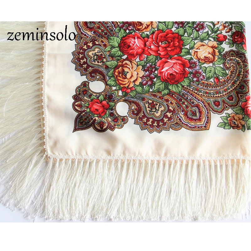 Женский квадратный шарф в русском стиле хиджаб большого размера хлопковый