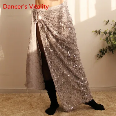 gray skirt Платье для танца живота, вид тренировочной одежды для начинающих, сексуальная юбка с блестками и топ, осень и зима - Цвет: gray skirt