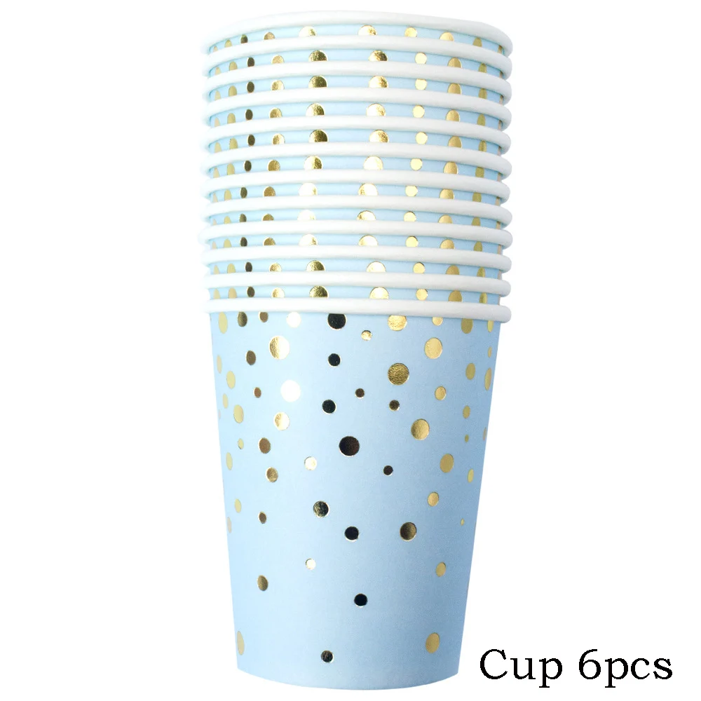 Cup 6pcs Золотые вечерние одноразовые столовые приборы набор одноразовая бумажная салфетка под тарелку кружку розовое золото розовый для свадьбы День рождения Декор вечерние принадлежности - Цвет: Cup 6pcs