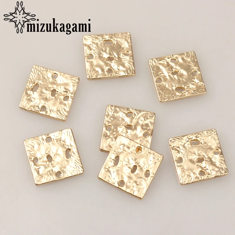 Zinc Alloy Golden Hollow Square Connector Charms Pendants 18mm 10pcs/lot For DIY Necklace Jewelry Earrings Making Accessories | Украшения и