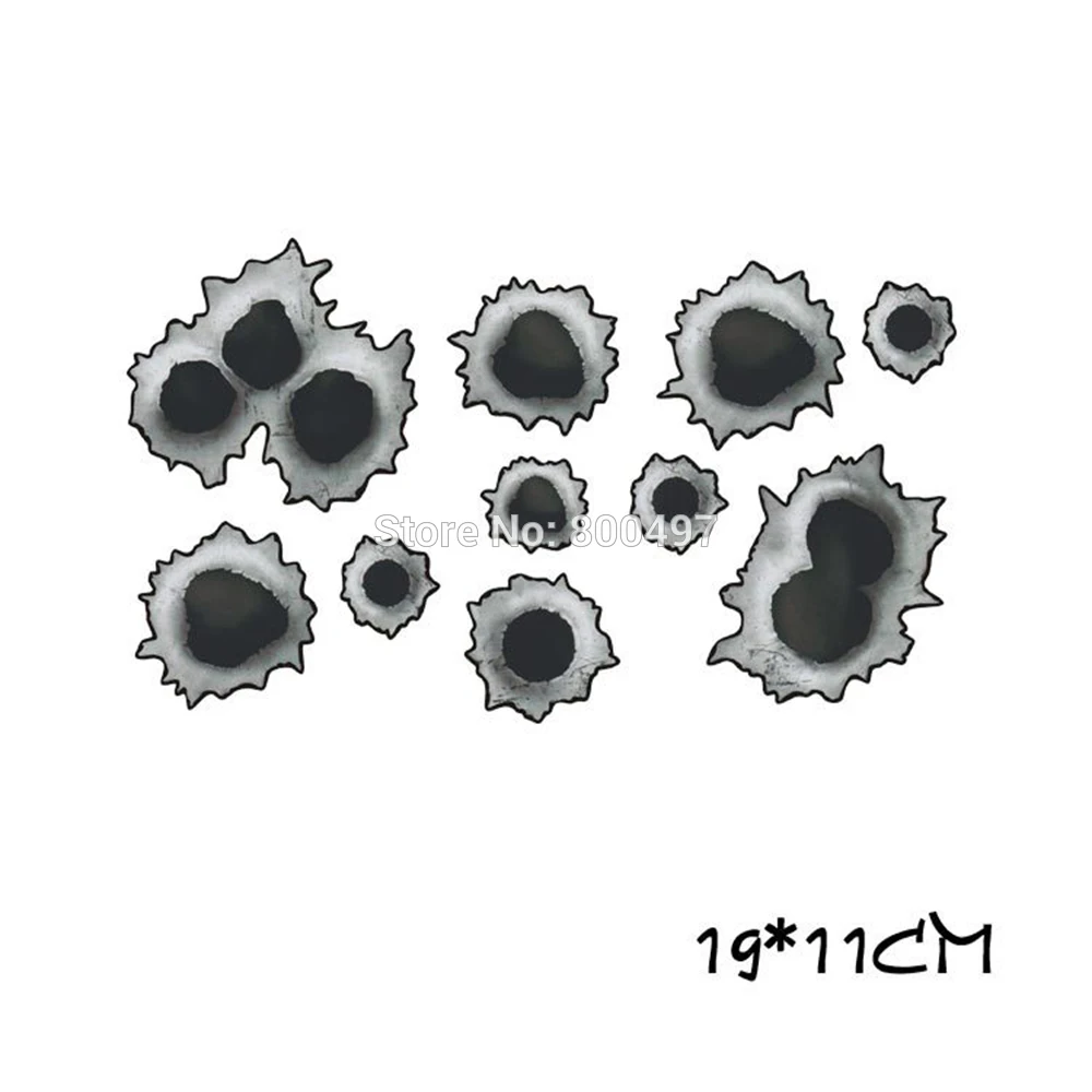 Смешной моделирования пистолет наклейки с пулевым отверстием Автомобильная