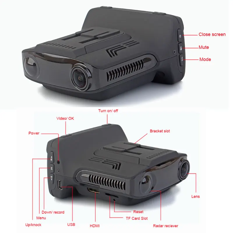 APPICOTCAR 3 в 1 Автомобильный детектор камеры 2 7 &quotFull HD 1080p WDR Speedcam Анти радар s Dash Cam