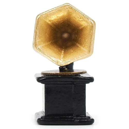 

ABWE Best Sale 1:12 Dollhouse Miniature Accessories Vintage Phonograph Family Furniture Gold+Black