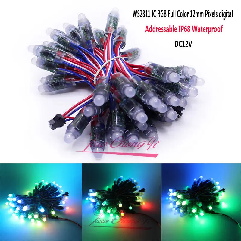 WS2811 2811 IC RGB Полноцветный 12 мм пикселей цифровой адресный 5 в В Dream Color LED Pix els модуль