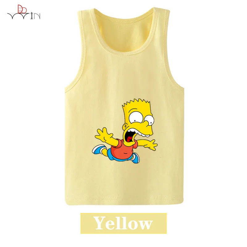 От 2 до 12 лет футболка без рукавов Симпсон новинка жилет с принтом аниме детская