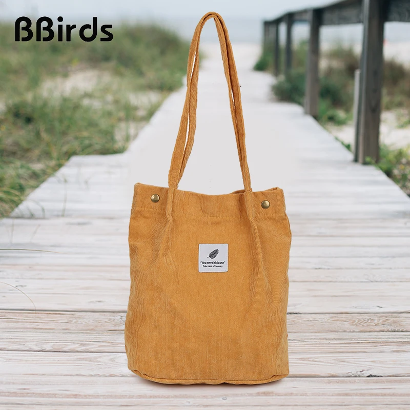 BBirds Вельветовая сумка на плечо Женская Повседневная для женщин хозяйственная