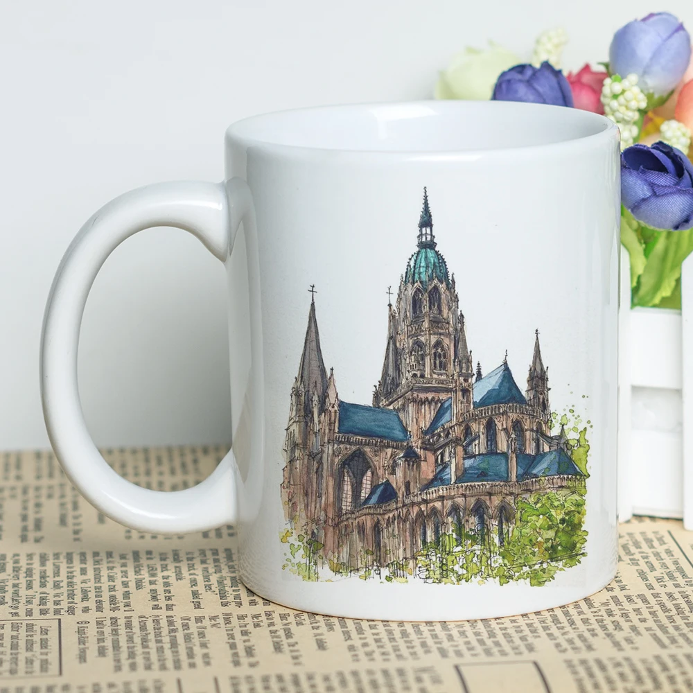 Красивая Строительная кружка с акварельным принтом крутая тема дизайна