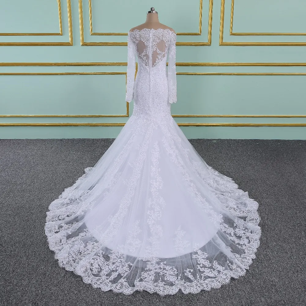 Vestido de noiva свадебные платья с длинными рукавами и русалочкой прозрачной тюлевой