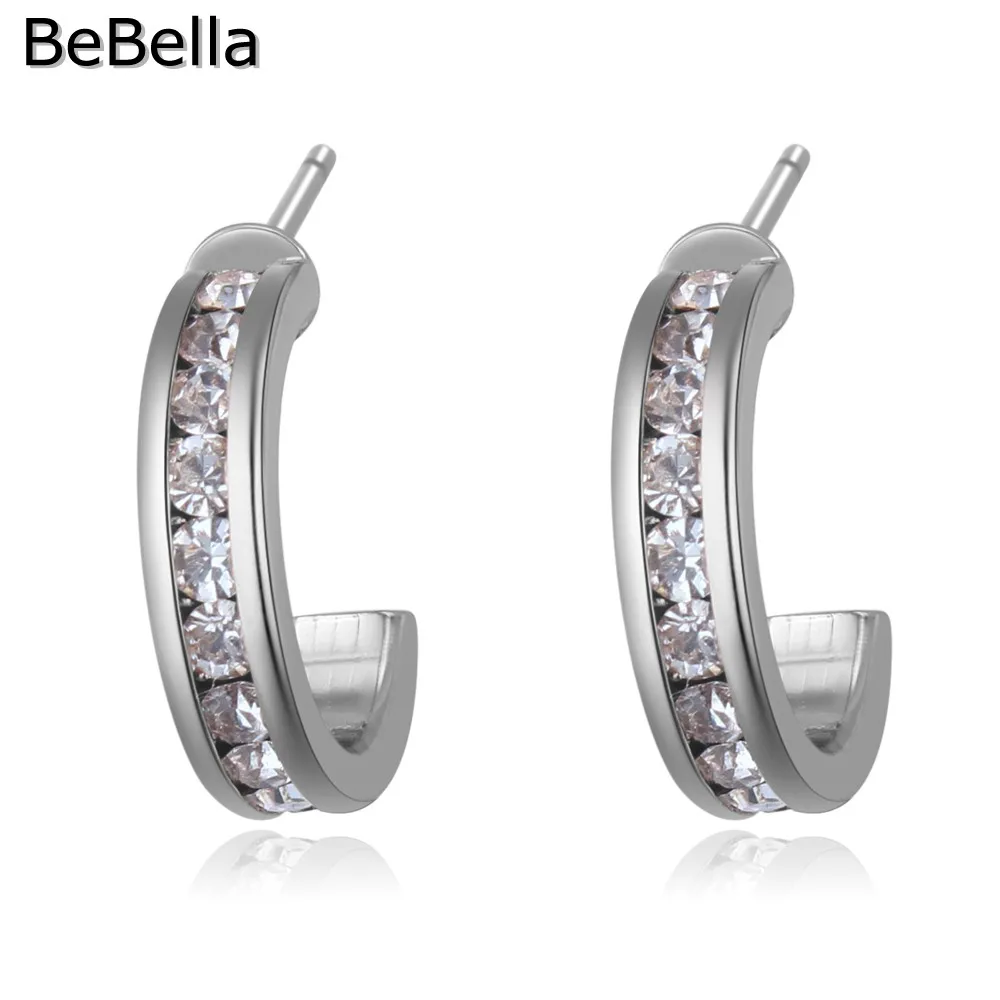 BeBella милые изогнутые серьги гвоздики с кристаллами сделанные микро